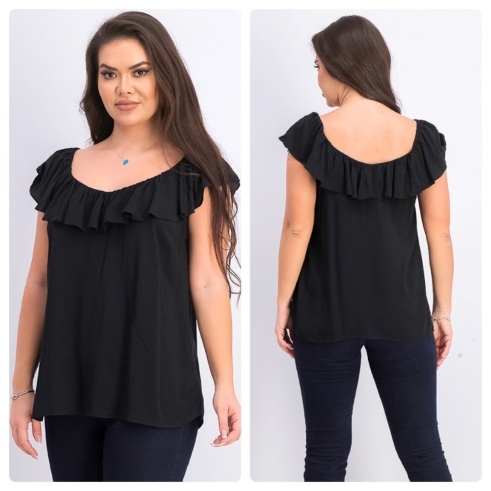 Old Navy Black off the shoulder top with flutter neck